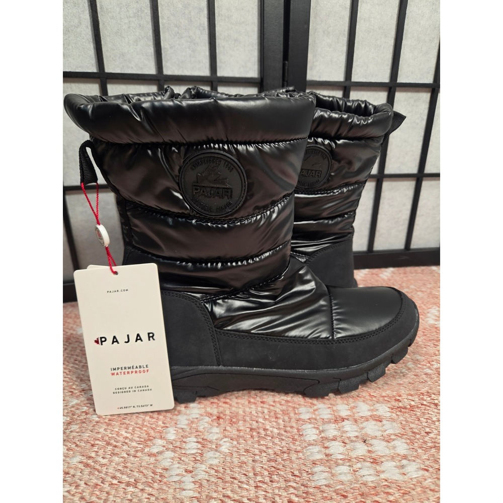 Pajar Canada Women Waterproof Snow Boots Black Quilted Puffer Winter Boots NEW